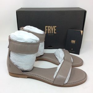 NIB FRYE Carson Ankle Zip Sandal Leather Grey Sz 9.5